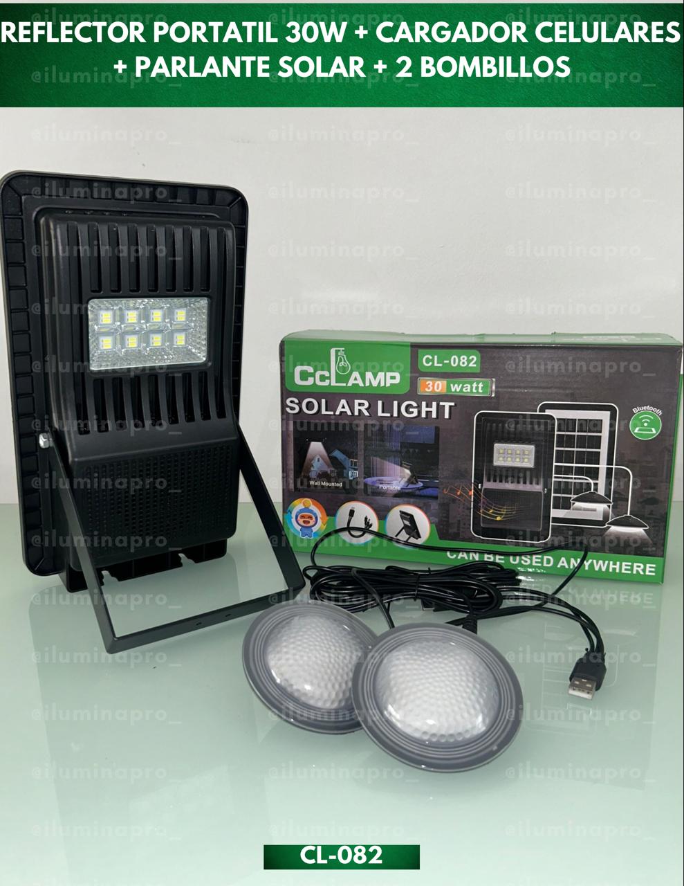 💡Reflector + Parlante + 2 Bombillos + Cargador